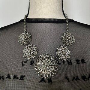 Silver floral statement necklace